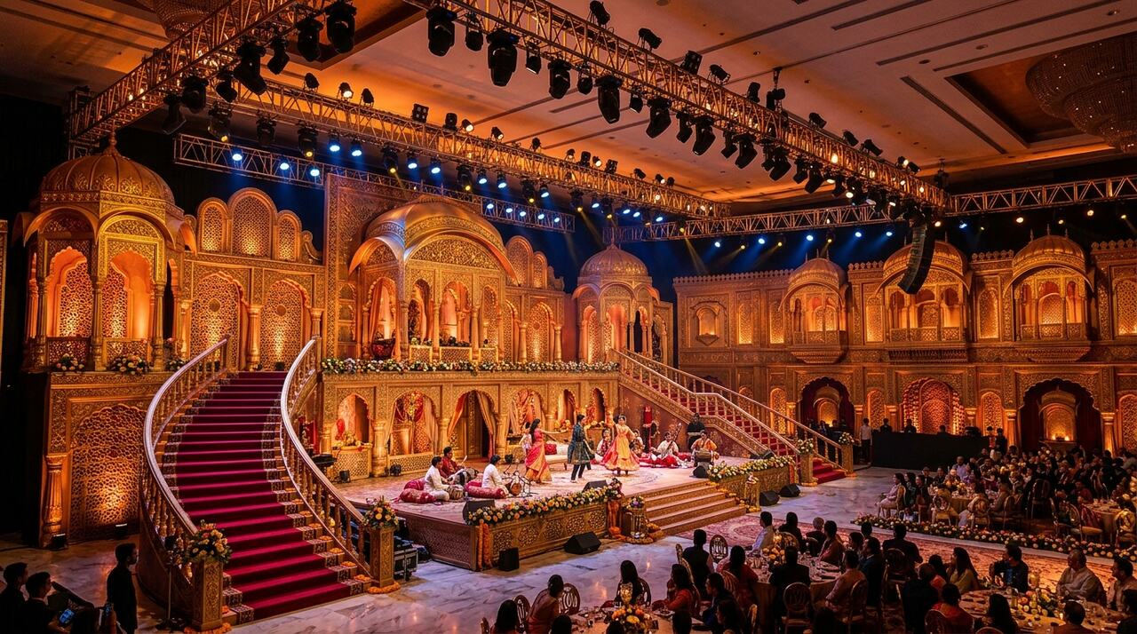 Grand Indian stage set fabrication